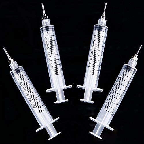 TecUnite 20 Pack Syringe, Plastic Curved Syringes for Epoxy Resin, Craft, Feeding Pets Animals, Oil or Glue Applicator - size: 10 ML
