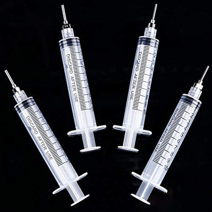 TecUnite 20 Pack Syringe, Plastic Curved Syringes for Epoxy Resin, Craft, Feeding Pets Animals, Oil or Glue Applicator - size: 10 ML