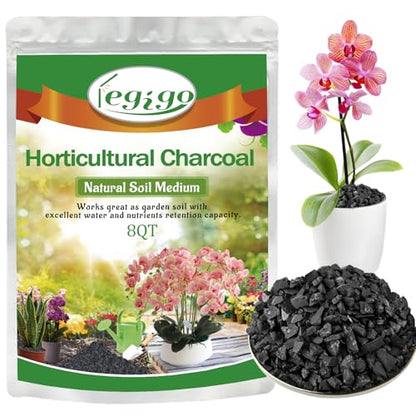 8QT All Natural Horticultural Charcoal- Activated Hardwood Plant Charcoal for Soil Amendment, Conditioning Bonsai Soil, Succulent Soil, Terrarium Supplies, Indoor Plant Potting Soil - color: 8 QT