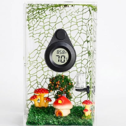 2Pcs Magnetic Reptile Thermometer and Humidity Gauge for Jumping Spider Enclosure Accessories Digital Thermometer Hygrometer for Reptile Tank, Gecko, Bearded Dragon (Teardrop-Shaped)