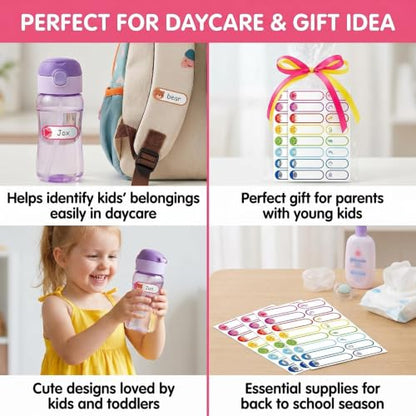 40 Sheets Waterproof Animal Bottle Name Labels | Self-Adhesive Baby Bottles Stickers,for Kids Daycare School Supplies - style: Animal
