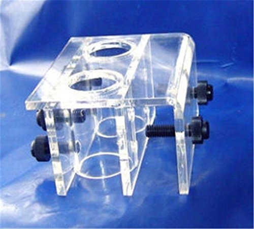 Marine Color Acrylic Aquarium Hose Holder 2 Tube Fixture for Water Change and Cleaning Support, Clear Mount Clip 9x4.5x6.5cm Fits 19mm Glass and 25mm Tube