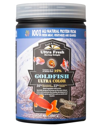 Ultra Fresh Sinking Goldfish Food, Color Enhancing, Balanced Diet, All Natural Ingredients, Clear Water Formula, Slow Sinking Gold Fish Pellets, Goldfish Ultra Color 16.22 oz - size: 1.01 Pound (Pack of 1)
