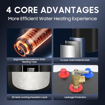 Electric Mini Tank Water Heater 2.5 Gallon Under Sink Instant Hot Water Point of Use for RV Kitchen Bathroom Camper with Safety Vavle 1/2" NPT Wall or Floor Mounted - style: 2.5 Gallon