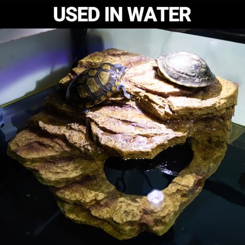 Resin Reptile Hideout Cave Reptile Habitat Tank Decor Terrarium Accessories for Bearded Dragon Leopard Gecko Lizards Turtle - size: Large