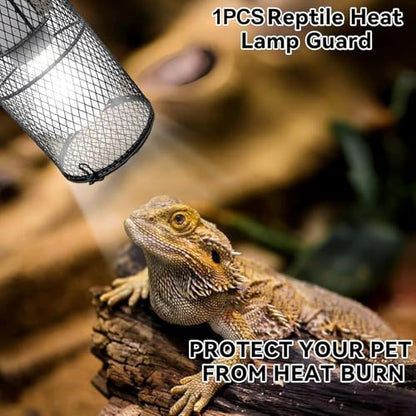 Reptile Heat Lamp Guard Ceramic Heat Emitter Basking Heater Lamp Reptile Accessories for Turtle Snakes Lizards Frogs Chicks with Power Switch & Anti-Biting Hanging Hook Design Round Without Bulb 150w - size: 1 PCS | Reptile Heat Lamp Guard