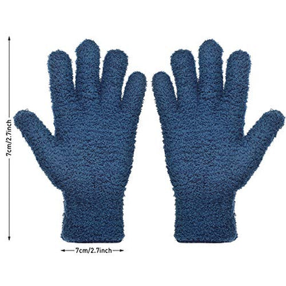 Patelai 2 Pairs Microfiber Gloves for plants Dusting Cleaning Glove Mittens House Cars Blinds Dusting(Gray, Dark Blue,Large) - color: Gray, Dark Blue, size: Large (2 Pairs)
