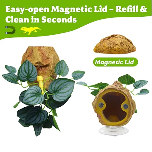 Reptile Water Dish with Adjustable Drip, Wall-Mounted Slow Dripper for Terrarium, Leak-Proof Water Bowl for Bearded Dragon, Gecko, Lizard, Snake, and Small Reptiles Habitat