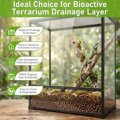 Riare 6LBS Organic Expanded Clay Balls Terrarium Substrate for Reptiles | Drainage, Moisture, Reusable Lightweight Leca Balls False Bottom Substrate for Bioactive, Reptile Enclosures, Hydroponics - color: 6LB