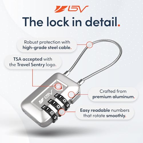 TSA Accepted Luggage Travel Lock, Set-Your-Own Combination Lock for School Gym Locker, Luggage Suitcase Baggage Locks, Filing Cabinets, Toolbox, Case (Silver, 1 Pack) - color: Silver 1-Pack