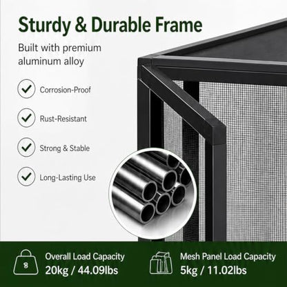 Reptile Cage, 44lbs Capacity Vertical Reptile Terrarium, Front Opening Chameleon Enclosure with 360° Observation, 4 Side Metal Mesh for Beetles Tree Frog Spider Arboreal Reptile 32"x18"x18"
