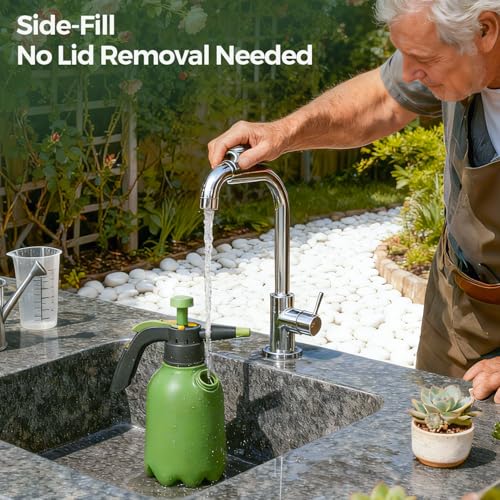 T4U Pump Sprayer 0.5 Gallon, Garden Spray Bottle with Short Nozzle | Hand pressure sprayer with adjustable brass nozzle for plant watering, lawn care, fertilizing, pest control and home cleaning - size: Short Nozzle