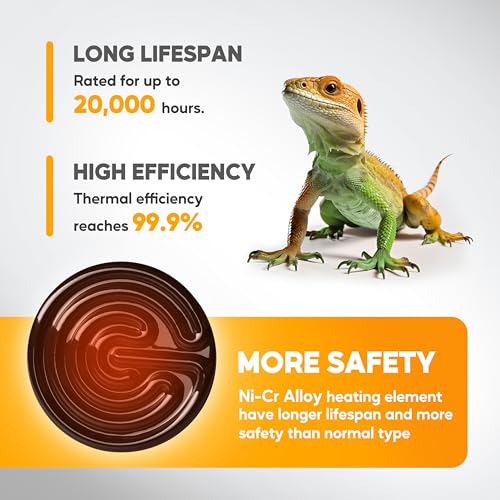 HealSmart 75W Reptile Heat Lamp Ceramic Heat Emitter, No Light Emitting Heat Bulbs, Suitable for Snake/Lizard/Spider, Plant Growth and Incubating Chicken, 2-Pack - size: 75W, style: 2 Pack