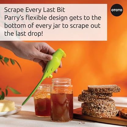 OTOTO Jar Scraper Spatula - Silicone Scraper, Cute Kitchen Accessories, Unique Fun Cooking Kitchen Gadgets for Foodies - BPA-free & 100% Food Safe (Parry) - color: Parry