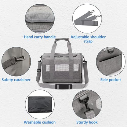 kathson Small Animal Carrier Bag, Guinea Pig Rabbit Travel Carrier Breathable Mesh Window Pet Portable Hand Bag for Hamster Bird Bunny Bearded Dragon Kitty and Etc (Grey) - size: 15.0"L x 9.8"W x 10.2"H