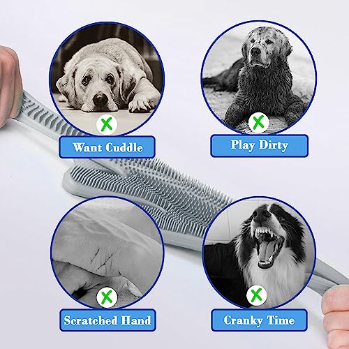 Pet Grooming Gloves Pet Hair Remover Cat, Dog Washing Gloves Silicone Heat Resistant Cleaning Gloves with High-Density Teeth Grooming Gloves for Dogs, Cats, Horses, Rabbits (1 Pair - Gray) - color: 1 Pair - Gray