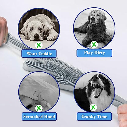 Pet Grooming Gloves Pet Hair Remover Cat, Dog Washing Gloves Silicone Heat Resistant Cleaning Gloves with High-Density Teeth Grooming Gloves for Dogs, Cats, Horses, Rabbits (1 Pair - Gray) - color: 1 Pair - Gray