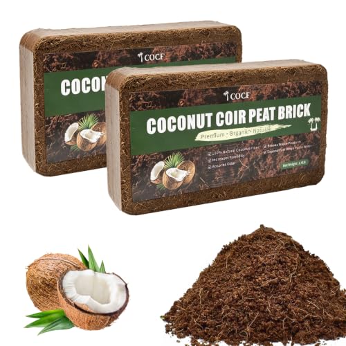 Coco Coir Brick - Low EC & pH Balanced, Compressed Organic Coconut Fiber Potting Mix for Indoor Outdoor Plants, Seed Starting, Hydroponics & Reptile Bedding(2.8lb) - size: 2Pcs