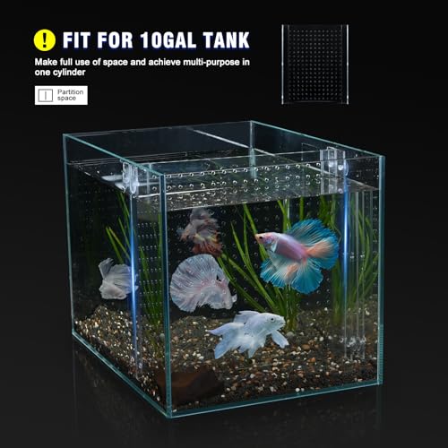 Acrylic Fish Tank Divider,10 Gallon Tank Divider,Adjustment Clear Fish Tank Separator Set with Suction Cups (10gal) - size: 9.5''x11''(10gal)