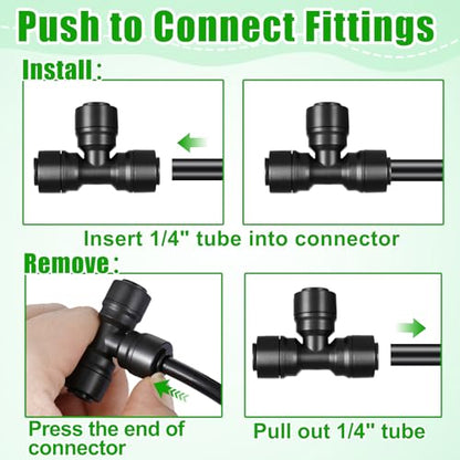 20 Pack 1/4" Irrigation Fittings Tee Connectors,Quick Connect | Push to Connect Fittings,Locked Anti-Drip,1/4 Inch Irrigation Tubing Fittings,for Garden 1/4 Drip Irrigation System - size: 20 Pack 1/4" Tee
