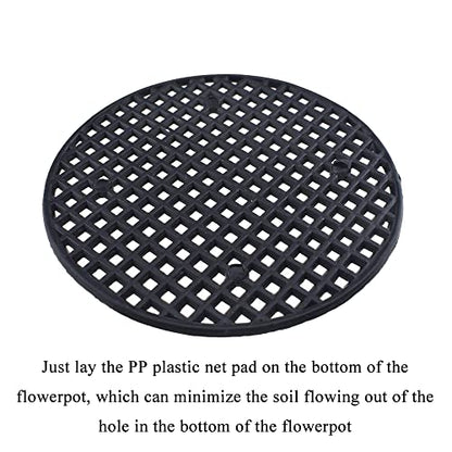 HAHIYO 20PCs 2.95Inch/7.5Cm Black Round PP Plastic Flower Pot Hole Mesh Pad Bottom Grid Mat Bonsai Drainage mesh Hole Screens Gasket Prevent Soil Loss Breathable Gasket Drainage Netting for Bonsai - size: Round-2.95In-20P