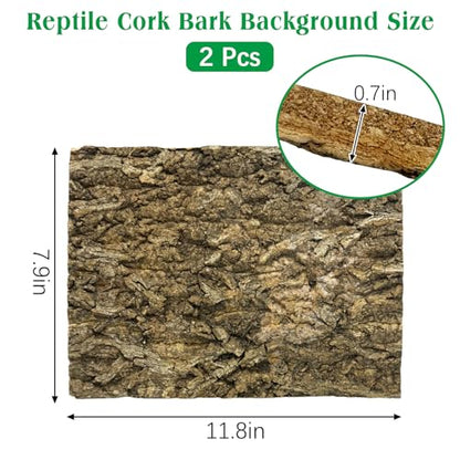 kathson 2PCS Thicker Cork Tile Background Bark 11.8”Lx7.9”Wx0.7”H Reptile Tank Backgroun Terrarium Background Natural Reptile Climbing Mat for Spider Gecko Lizard Chameleon Bearded Dragon Turtle Snake - size: 11.8 "L x 7.9" W x 0.7 "H