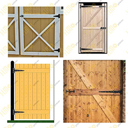 HLMOptimo Heavy Duty Tee Hinge - All Size Black Rustproof Shed & Gate Hinge (2 pcs, 12 inch) - size: 12 Inch, style: 2 pcs