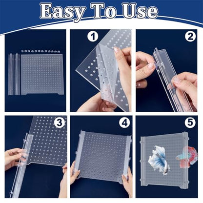 UNICRAFTALE Acrylic Fish Tank Divider Transparent Aquarium Divider Adjustment Clear Fish Tank Separator Set with 12Pcs Suction Cups Fishes Tanks Separator for Betta Fishes 10.98"x11"x0.12"