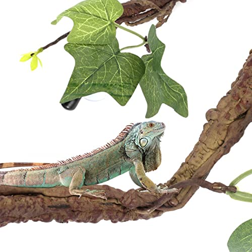 Reptile Corner Branch,Climbing Terrarium Plant Decoration Terrarium Plant Ornament with Suction Cup for Snake Lizard Bearded Dragons Gecko Climbing