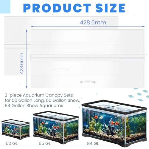 Sieral Aquarium Lids Polycarbonate Canopy 2 Pieces Set 16.87 x 16.87 x 0.12 Inch for 50/65/84 Gallon with Center Brace Aquariums Cover Fish Tank Lid with a Hook Knife, Clear - color: Clear, size: 36 x 18 Inch