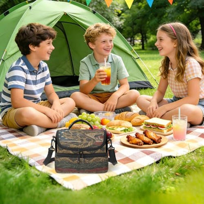 Emelivor America Snake Insulated Lunch Bag Tote Organizer for Student | 8L Double Deck,Large Lunch Box with Shoulder Strap,Thermal Meal Prep Cooler,Suitable for School Work Picnic Office Travel