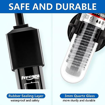 FREESEA Aquarium Fish Tank Heater: 25W Small Betta Turtle Heating | Submersible Aquarium Heater with Preset 78°F Temperature for 1-5 Gallon Betta Turtle Freshwater Saltwater Tank