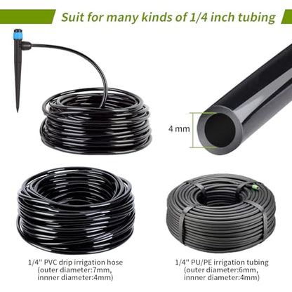 Drip Emitters for 1/4" Drip Irrigation Tubing 25 pcs Adjustable 360 Degree Fan Shape Water Flow Irrigation Drippers with Lock Barbed Irrigation Drip Heads Drip Spray Emitters for Flower Plants Garden - size: 25 Pcs Drip Emitters Vortex with Lock Barb