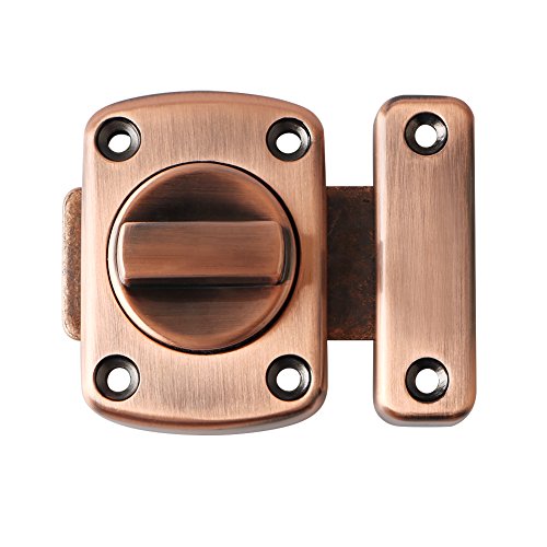 Alise Slide Bolt Latches,Medium Size Double Sided Rotate Lock for Cabinet | Rotary Switch Lock,Red Bronze Heavy-Duty Gate Latch For Shed Door, Pet House,Wardrobe - color: Red Bronze, size: Medium Size