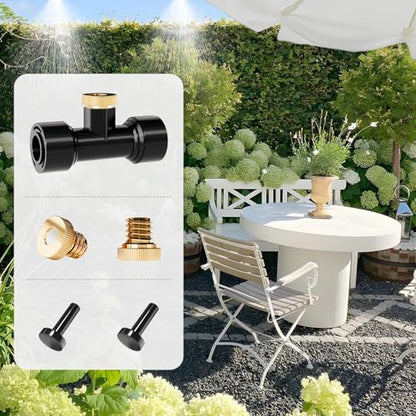 Misting Nozzles Kit Include 36 Pcs Misting nozzle 30 Pcs Misting 6 Pcs Plug nozzle tees for Outdoor Spray Cooling System (72 Pieces) - size: Brass