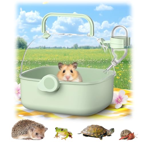 Portable Hamster Carrier for Travel - Acrylic Small Animal Cage with Ventilation Holes,Escape-Proof Hamster Travel Cage for Outdoor Picnics, Vet Visits (Mint Green) - color: Green