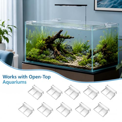 10 Pack Aquarium Lid Clips 6.3mm Aquarium Cover Bracket Rimless Fish Tank Glass Cover top Support Acrylic and Glass Aquariums top Clips Aquariums Hood Holder Plastic Fish Tank Covers
