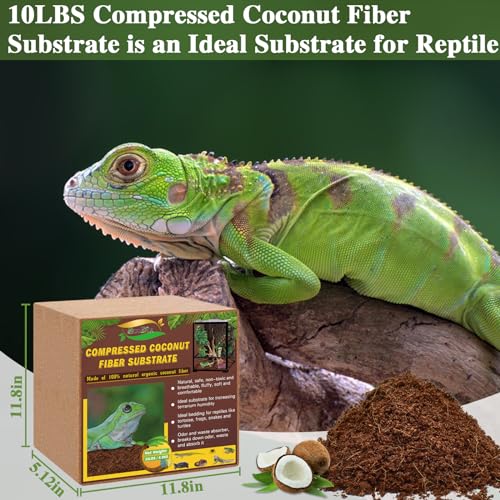 10LBS Coconut Fiber Substrate, Premium Coco Coir Reptile Substrate | 100% Coconut Husk Terrarium Bedding for Reptiles, Tortoise, Bearded Dragon, Gecko, Snake, Hermit Crabs, Frogs, Tarantula - color: 1pcs-10lbs
