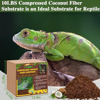 10LBS Coconut Fiber Substrate, Premium Coco Coir Reptile Substrate | 100% Coconut Husk Terrarium Bedding for Reptiles, Tortoise, Bearded Dragon, Gecko, Snake, Hermit Crabs, Frogs, Tarantula - color: 1pcs-10lbs