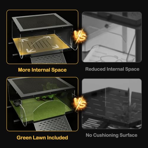 Turtle Basking Platform with Kit for Red Eared Slider Extra Large | Top Mounted Hanging Dock Escape-Proof Design Turtle Elevated Basking Loft Area Slip-Resistant Ramp Fits 18-24'' Wide Aquarium