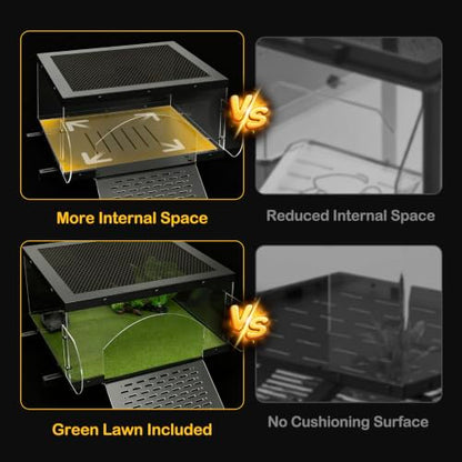 Turtle Basking Platform with Kit for Red Eared Slider Extra Large | Top Mounted Hanging Dock Escape-Proof Design Turtle Elevated Basking Loft Area Slip-Resistant Ramp Fits 18-24'' Wide Aquarium