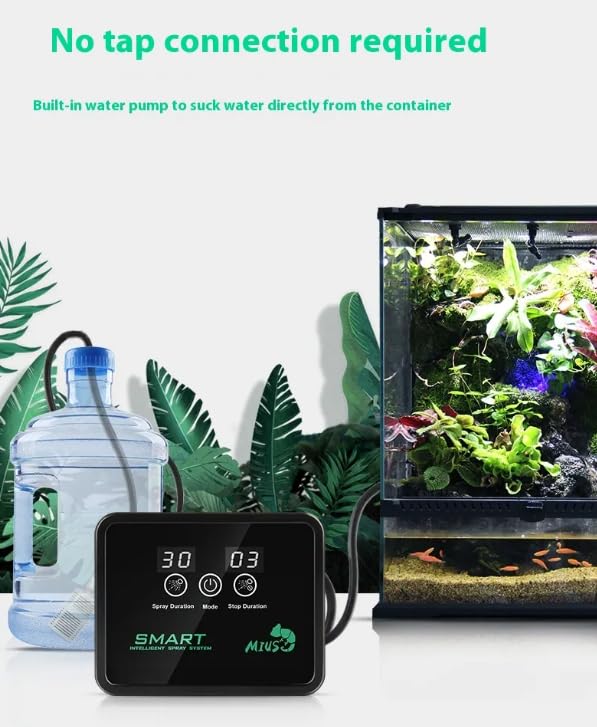 Automatic Rain Forest Spray System, Smart Humidifier Terrarium Misting Kit with Timer, 5m Pipe Length, 2 Nozzles, Humidity
