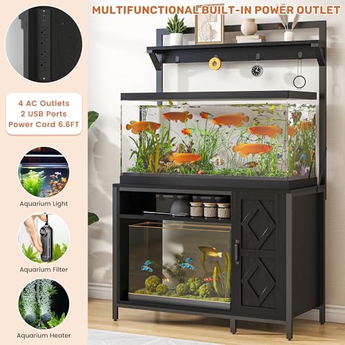Saudism 75-120 Gallon Reptile Tank Stand with Display Shelf | Heavy metal frame - color: Black, size: For 120 Gallon Tank