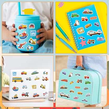 312Pcs Transportation Stickers, Cute Truck Stickers Construction Sticker Self-Adhesive Transportation Vehicle Paper Decals for Teaching School Home Party Supplies - style: Transportation