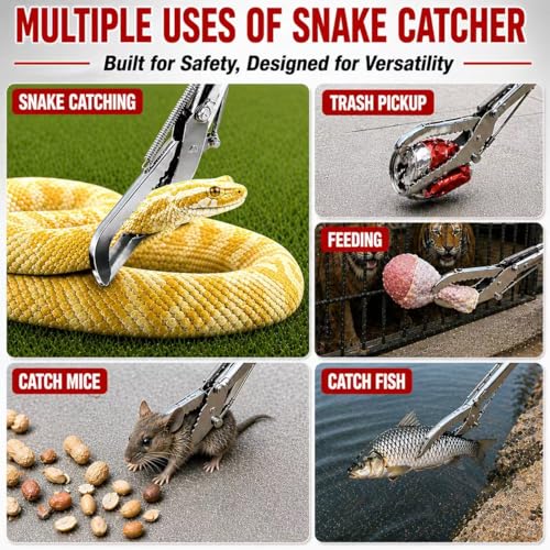 60" Snake Grabber, Collapsible Stainless Steel Snake Catcher with Lock | Safely catch and relocate snakes with a durable stainless steel grabber featuring a wide jaw, secure lock, and 60-inch reach. - size: 60" snake grabber
