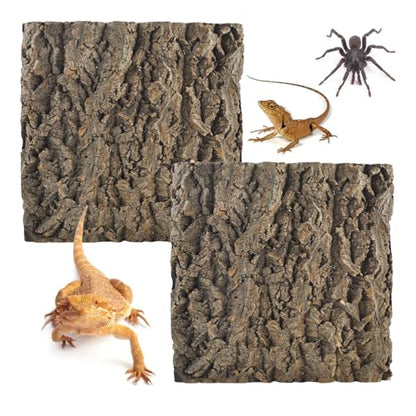 2PCS Natural Cork Terrarium Background,11.81 x 11.81 Inch Reptile Bark Background 3D Bearded Dragon Tank Climbing Mat Habitat Decoration for Lizard Gecko Chameleon Tortoise Snake Spider Frog - size: 【11.81 x 11.81 In】