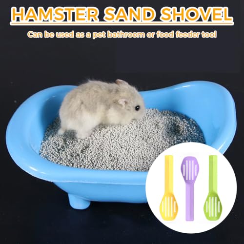 9Pcs Bathing Sand Scooper for Hamsters, Small Pet Grooming | Hamster Bedding Scooper,Pet Cleaning Tool,Small Pet Grooming - color: 3Purple+3Yellow+3Green, size: Small
