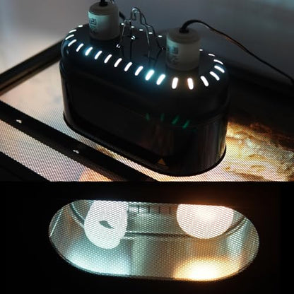 Reptile Dual Light Fixture, Double Deep Dome for Reptile Light/Heat Lamp/UVB Light, Snap-on Lamp Fixture Holder for Beared Dragon/Snake/Turtle/Lizard Tank Accessories - size: Dual Deep Dome
