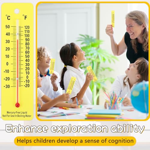 Maitys 10 Pcs Science Thermometers Mercury Free Student School Supplies Boiling Point Dual Scale Thermometers for Classroom Teaching Tools (Yellow) - color: Yellow