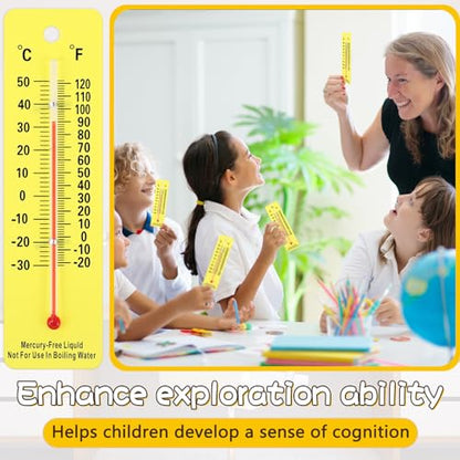 Maitys 10 Pcs Science Thermometers Mercury Free Student School Supplies Boiling Point Dual Scale Thermometers for Classroom Teaching Tools (Yellow) - color: Yellow